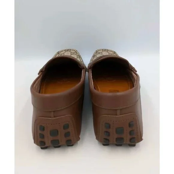 Gucci Men’s Interlocking G Supreme Driver Calfskin Loafers Brown Sugar UK9 73014 - Picture 4 of 12